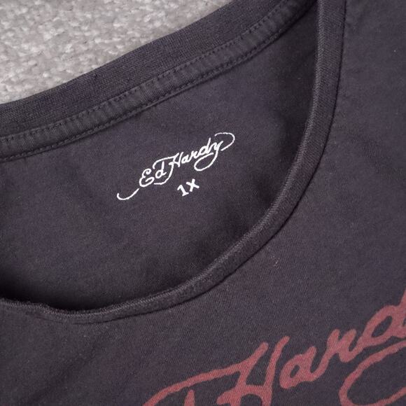 Vintage Ed Hardy Tiger Black Bleach Splash XL Short Sleeve Single Stitch T-Shirt - Picture 5 of 10